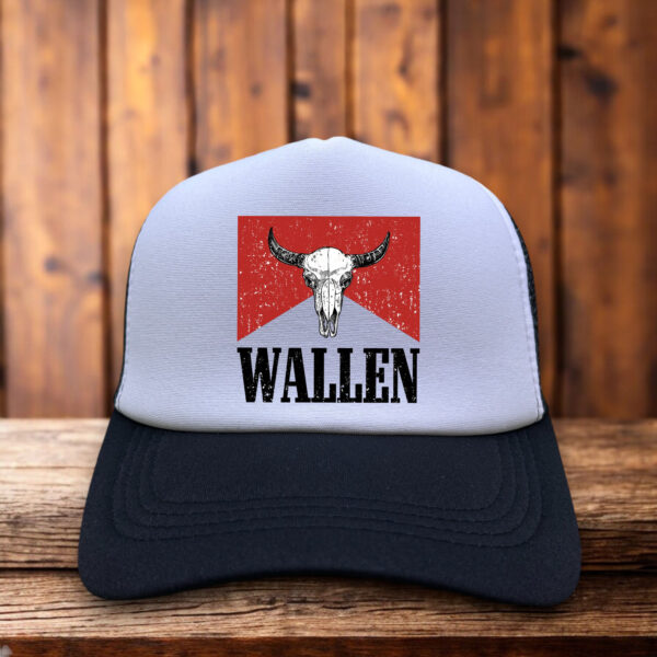 Morgan Wallen Trucker Hat with foam front, mesh back, and bold embroidered logo in classic retro trucker style