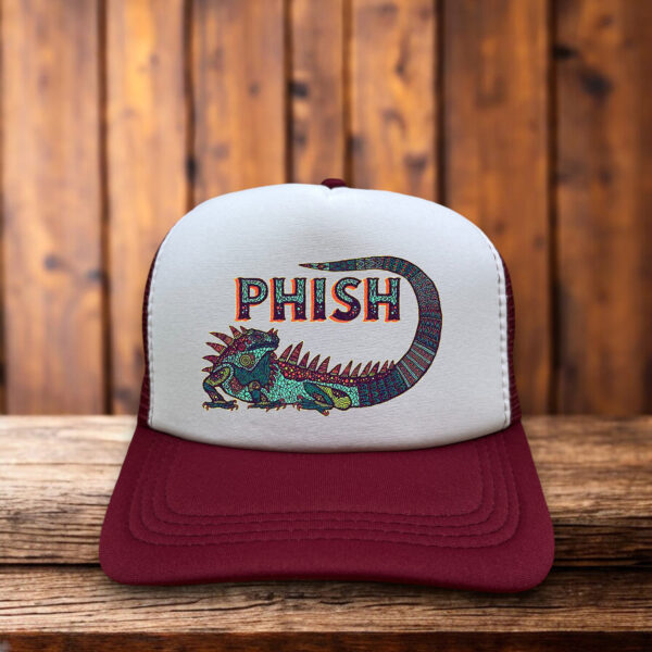 Phish trucker hat with iconic logo, foam front, and breathable mesh back. A tribute to the band’s legendary improvisation and devoted fanbase.