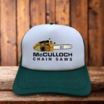 McCulloch Chainsaws Retro Trucker Hat green power tool logging vintage snapback by Retro Roots Headwear
