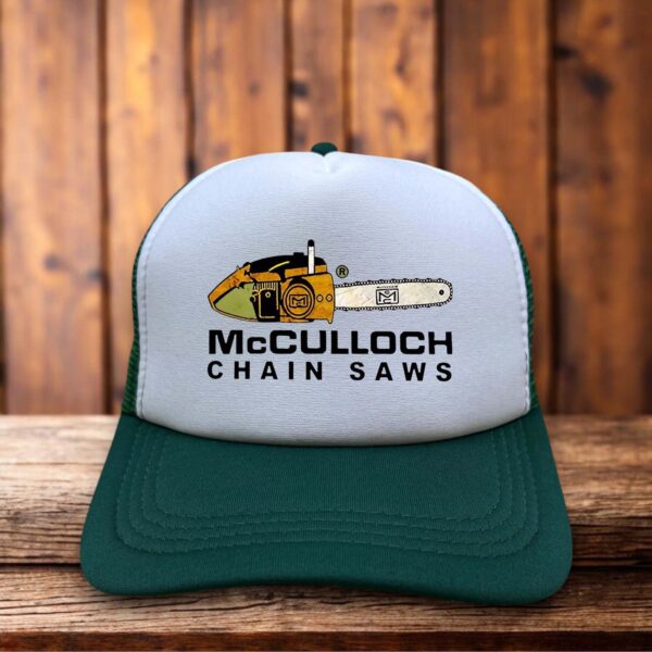 McCulloch Chainsaws Retro Trucker Hat green power tool logging vintage snapback by Retro Roots Headwear