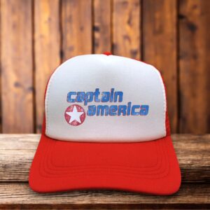 Retro Captain America trucker hat with foam front panel and mesh back