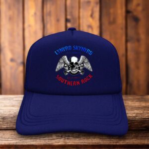 A vintage-style trucker hat featuring the iconic Lynyrd Skynyrd logo with southern rock typography.