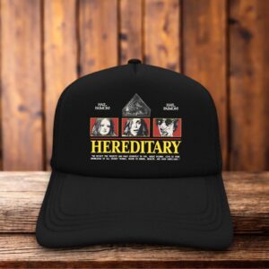 Retro trucker hat with a structured foam front featuring a minimalist design inspired by the film Hereditary in vintage-style typography.