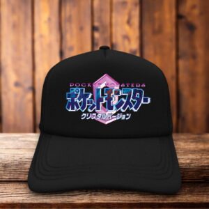 Pokémon Crystal Version trucker hat with retro Game Boy graphic and mesh back
