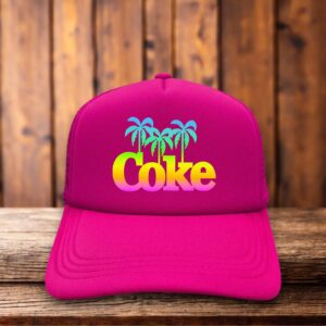 Coke LA retro palm tree trucker hat with vintage California aesthetic