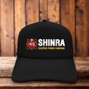 Shinra trucker hat inspired by Final Fantasy VII corporate logo aesthetic