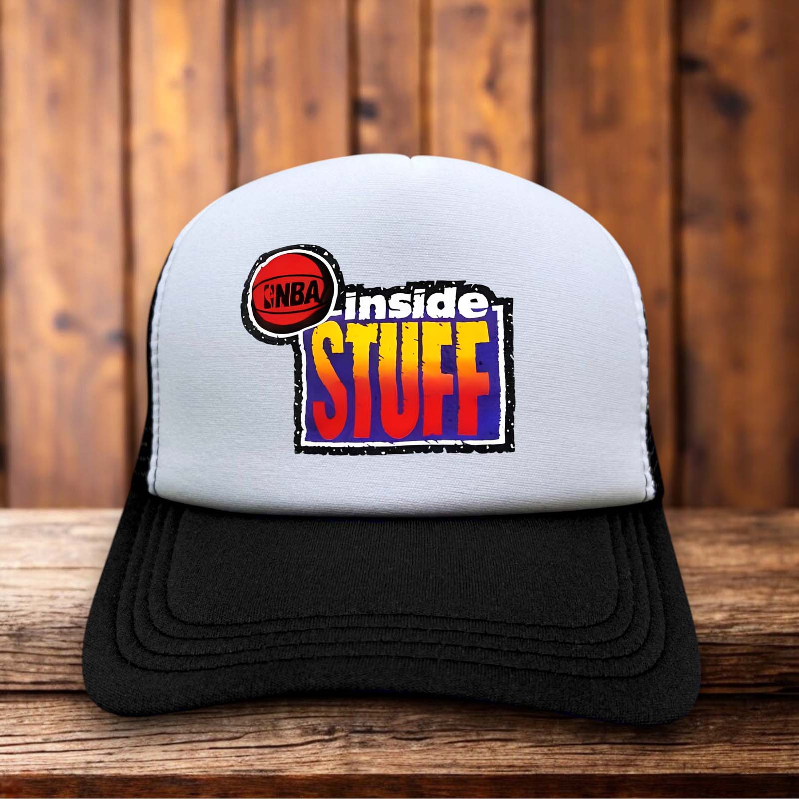 NBA Inside Stuff black trucker hat with 90s basketball TV branding