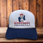 New England Patriots 60s Logo Trucker Hat vintage red white blue pat patriot snapback by Retro Roots Headwear