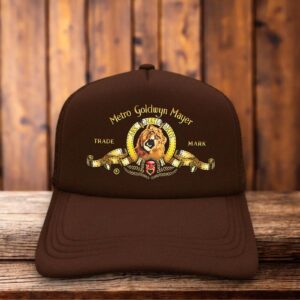 MGM lion trucker hat with classic film studio logo and mesh back