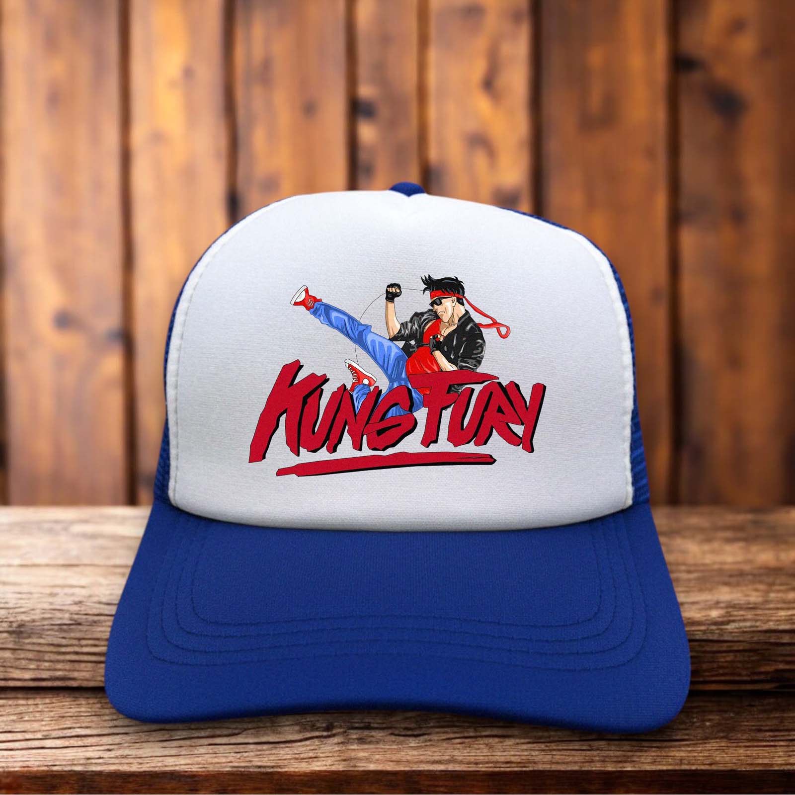 Kung Fury Karate Movie Trucker Hat retro 80s action snapback by Retro Roots Headwear