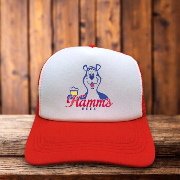 Hamm's Beer Retro Bear Trucker Hat vintage beer snapback by Retro Roots Headwear