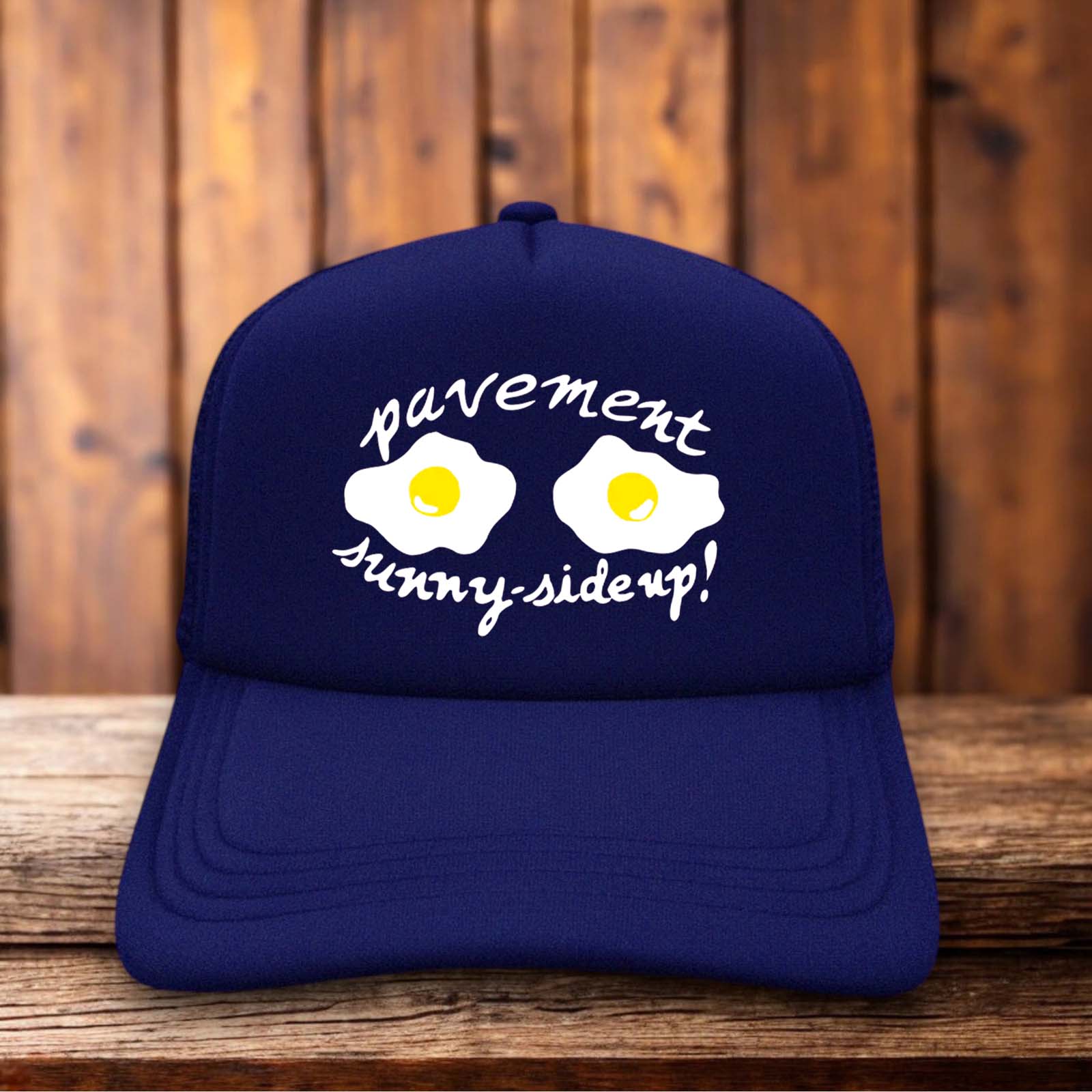 Pavement Indie Rock Band Sunny Side Up Trucker Hat lo-fi retro snapback by Retro Roots Headwear