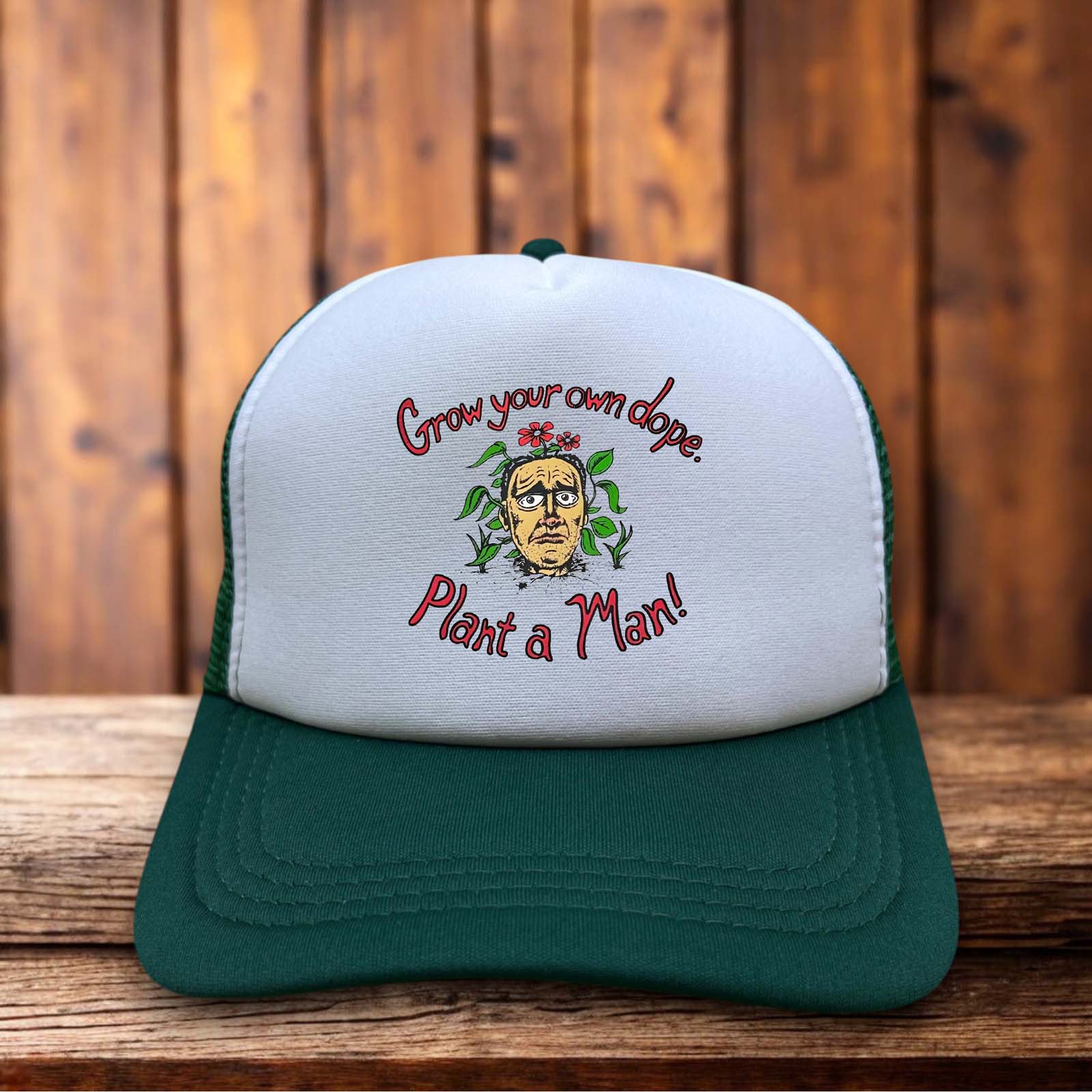 Plant Daddy Marijuana Green Trucker Hat cannabis retro snapback by Retro Roots Headwear