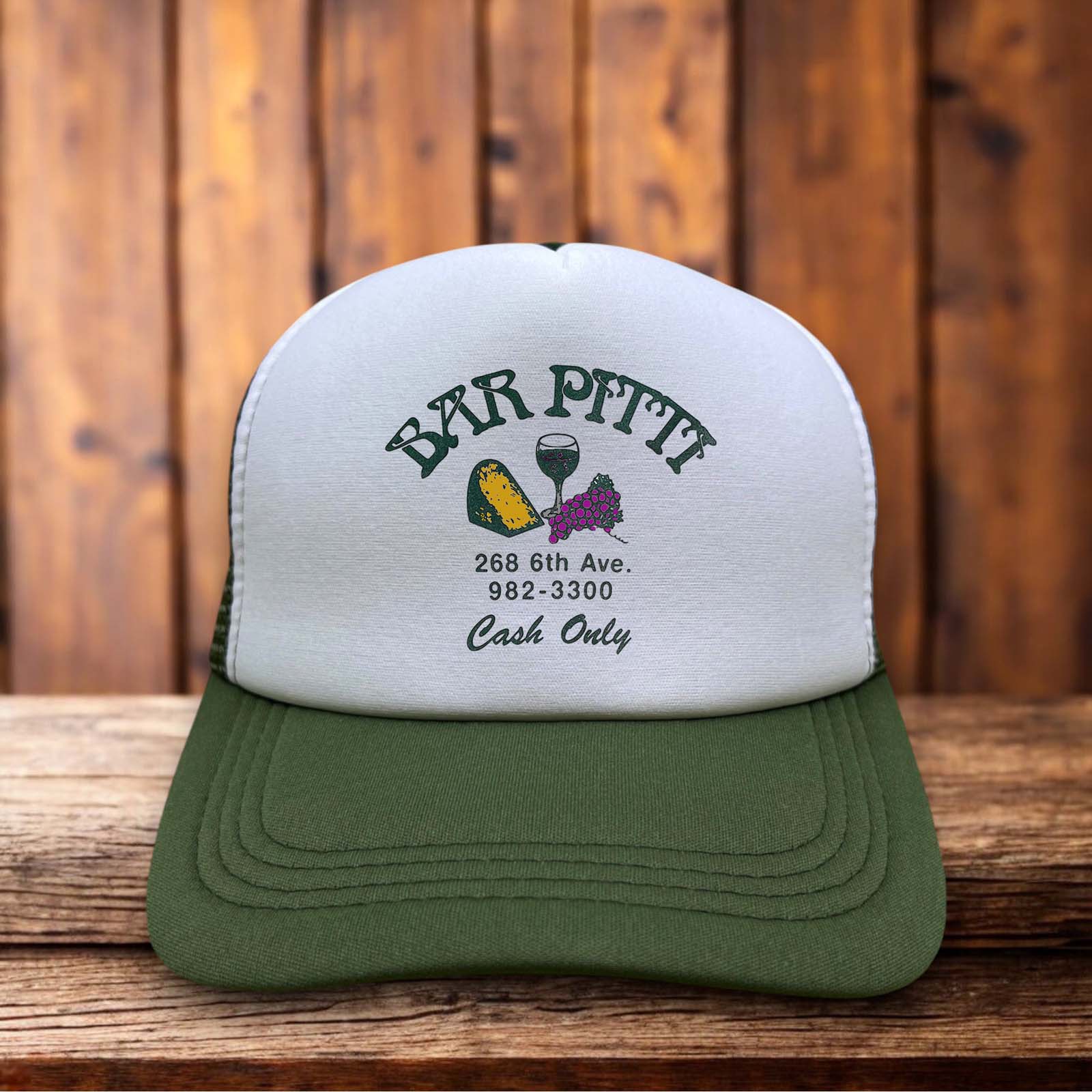 Bar Pitti Italian Restaurant Trucker Hat retro snapback by Retro Roots Headwear