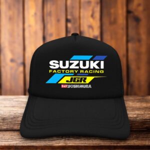 Suzuki Factory Racing JGR Trucker Hat retro motocross snapback by Retro Roots Headwear