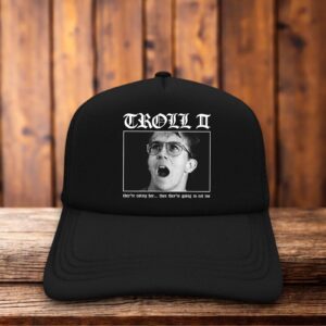 Troll 2 trucker hat with cult classic movie graphic and mesh back