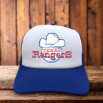 Texas Rangers 1972 Logo Trucker Hat vintage baseball inaugural season cowboy hat patch snapback by Retro Roots Headwear