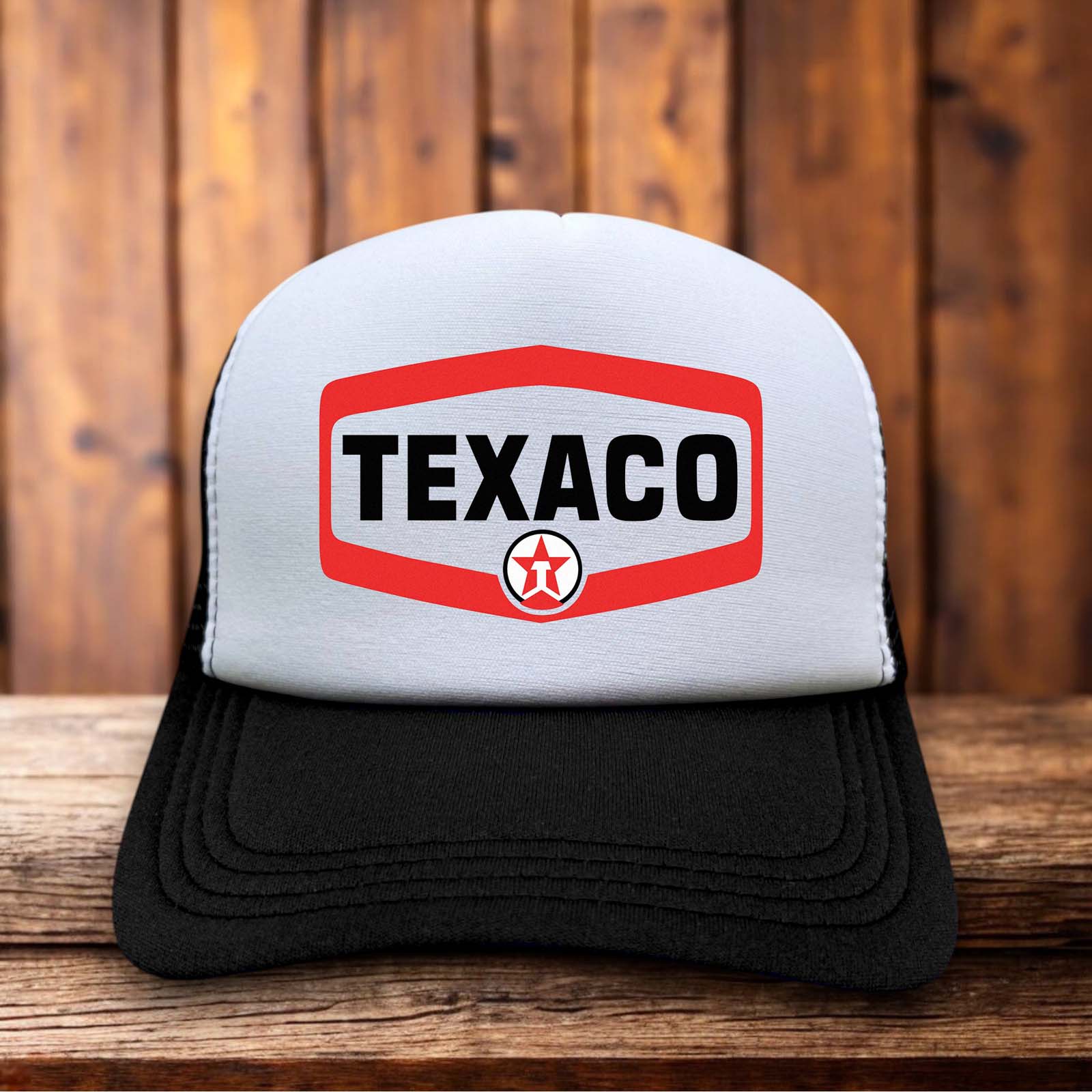 Texaco Vintage Oil Sign Trucker Hat red white star retro gas station snapback by Retro Roots Headwear