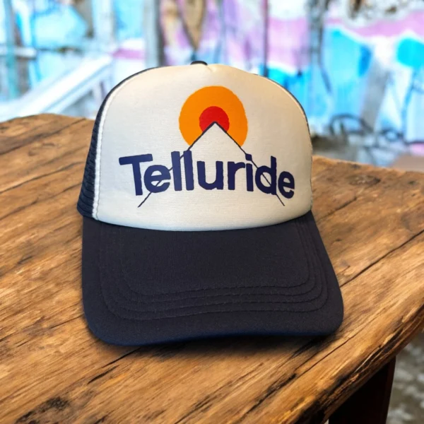 Telluride Rocky Mountains Trucker Hat Colorado retro snapback by Retro Roots Headwear