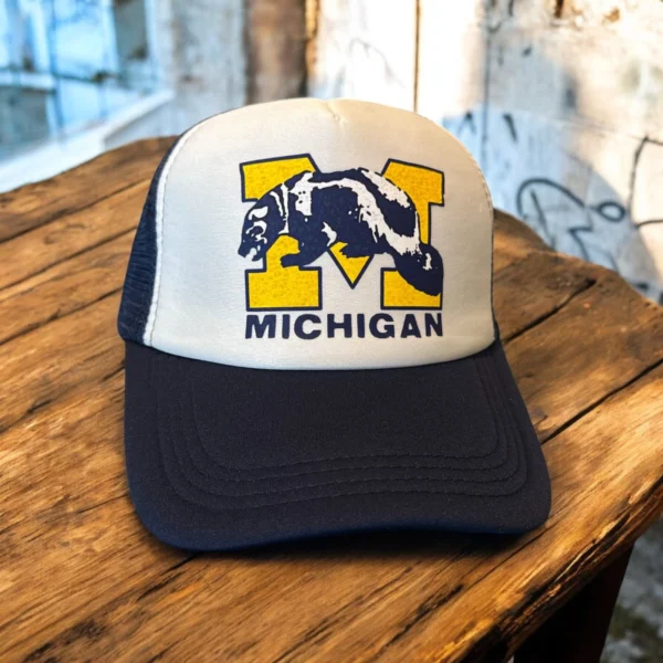 University of Michigan Wolverines Navy Trucker Hat college football retro snapback by Retro Roots Headwear